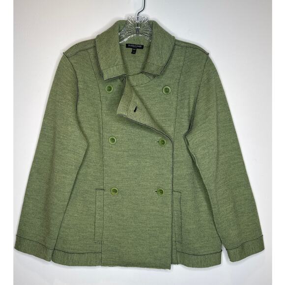 Eileen Fisher Petite Merino Wool Double-Breasted Peacoat Sweater Jacket medium P - Picture 4 of 12